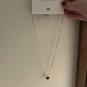 H&M Red Heart Necklace with Gold Chain